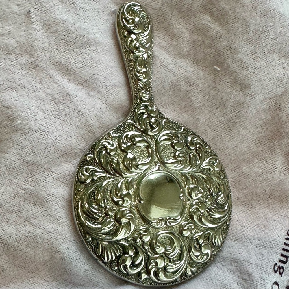 Vintage Antique Intricate Silver Vanity Mirror with Floral Design - Picture 3 of 12